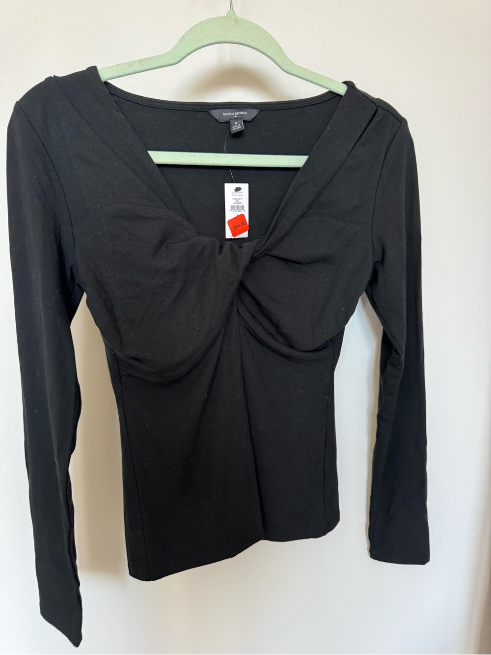 Banana Republic Black Twist-Detail Long Sleeve Top